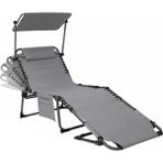 Kingcamp Magnolia B10 Plus Hands-Free Premium 7 Kademeli Katlanır Şezlong Grey - Katlanmış Ölçüler: 77 × 15 × 63 cm - Gri