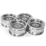 KINGCOO 4 adet 52 mm çapında plastik kaplama tekerlek jantları altıgen 12 mm 1:10 RC On-Road Run-flating Drift Touring Racing Car 1,9 inç lastikler için (gümüş ofset: 9 mm)
