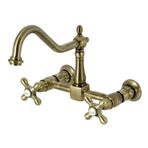 Kingston Brass Heritage Duvara Monte Mutfak Bataryası, 20 cm Centerset, Antik Pirinç