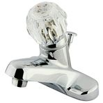 Kingston Brass KB521 Americana 4 İnç Centerset Tek Akrilik Saplı Lavabo Bataryası Plastik Pop-Up, Parlak Krom
