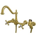 Kingston Brass KS1242AXBS Heritage Bridge Mutfak Bataryası, Parlak Pirinç, 8,5 x 8,13 x 2,25