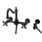 Kingston Brass KS1245PKXBS Duchess Duvara Monte 20,32 cm Merkez Set Mutfak Musluğu, Pirinç Püskürtücü, 20,32 cm, Yağla Pürüzsüzleştirilmiş Bronz