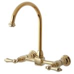 Kingston Brass KS1292AL Restorasyon Köprüsü Mutfak Bataryası, 21,5 cm Musluk Erişimi, Cilalı Pirinç