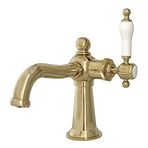Kingston Brass KS154KLPB Whitaker Tek Kollu Banyo Musluğu, Push Pop-Up, Cilalı Pirinç