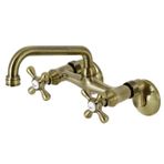 Kingston Brass KS213AB Magellan 6 inç Ayarlanabilir Merkezi Duvara Monte Mutfak Bataryası, Antik Pirinç, 10,5 x 6 x 4,56