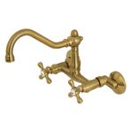 Kingston Brass KS3227AX Vintage 6 "Ayarlanabilir Merkezi Duvara Monte Mutfak Musluk, Fırçalanmış Pirinç