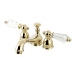 Kingston Brass KS3952WLL Wilshire Mini Geniş Lavabo Bataryası, Kristal Kollu Tutacak, 10,96 cm Ağız Erişiminde, Cilalı Pirinç