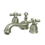 Kingston Brass KS3958AX Restoration mini Widerspread Lavatory musluk with metal Cross Handle, saten nikel Kingston Brass
