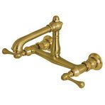 Kingston Brass KS7247BL İngiliz Ülke Duvara Monte Gemi Lavabo Musluğu, Saten Pirinç, 6-5/8"