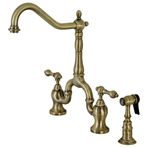 Kingston Brass KS7753ALBS İngiliz Country Köprüsü Mutfak Bataryası, Antik Pirinç