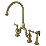 Kingston Brass KS7793ALBS İngiliz Kırsal Köprü Mutfak Bataryası, Antik Pirinç, 34 x 20 x 43 cm