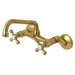 Kingston Brass Magellan Duvara Monte Mutfak Bataryası, 15cm Ayarlanabilir Merkez, Fırçalanmış Pirinç