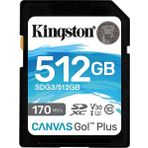 Kingston Canvas Go Plus 512Gb Sdxc V30 Uhs-I U3 SD Kart Sdg3/512