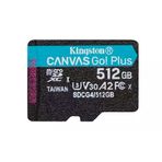 Kingston Canvas Go Plus Microsdxc Hafıza Kartı Gen4 200 Mb/sn A2 U3 V30 512 GB Tek Paket, ADP-SDCG4/512GBSP Olmadan