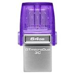 Kingston DataTraveler microDuo 3C 64GB USB-C ve USB-A Flash Sürücü | 200 MB/s'ye varan hızlar | USB 3.2 Gen 1 | Duo Konnektör | DTDUO3CG3/64GB