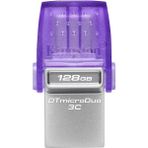 Kingston DTDUO3CG3-128GB DataTraveler microDuo 3C 200MB-s dual USB-A + USB-C Flash Bellek - Gümüş - 128 GB