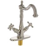 Kingston Pirinç KS1438AX 10 cm Merkez Set Lavabo Musluğu, Fırçalanmış Nikel, 6-1/2 inç Musluk Erişimi