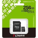 Kingston Sdcs3-256Gb 256Gb Microsdxc Canvas Select Plus Gen3 150Mb-S A1 Card + Adapter Hafıza Kartı