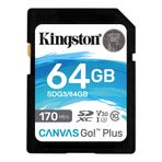 Kingston SDG3-64 GB SDXC Canvas Go Plus 170R C10 UHS-I U3 V30 Hafıza Kartı