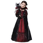 Kiniris vampir kız kostümü Cadılar Bayramı çocuk kız kostümü Kontes gotik bayan Cadılar Bayramı Cosplay kostüm tiyatro partisi karnaval (4-6 yaş, kırmızı/siyah)