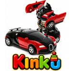 Kinku Kinku Transformer Robot Çek Bırak Kendinden Robota Dönüşen 1:32 Bugatti Oyuncak Araba - Kırmızı