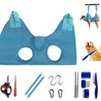 kinla Köpek Bakım Hamak Köpek Bakım Seti, Tırnak Makası/Düzeltici, Pire Tarağı ve Köpek Fırçası, Köpekler ve Kediler için Köpek Bakım Araçları Tırnak Düzeltme ve Bakım (XS, Mavi)