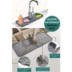 Kinlee Elastik Musluk Matı Su Tutucu Düzenleyici Kaydırmaz Taban Organizer Mutfak Banyo Lavabo