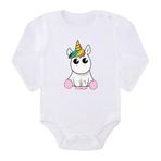 Kio Tasarım K-B-UZB77 Unicorn Baskılı Uzun Kollu Bebek Zıbını