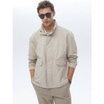 Kip Bej Oversize Fit Dik Yaka Casual Dokuma Mont
