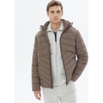 Kip Bej Regular Fit Kapüşonlu Casual Dokuma Mont - XL