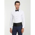 Kip Beyaz Düz Slim Fit Duble Manşet Ata Yaka Smokin Gömlek - 40