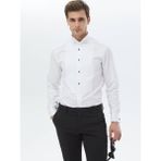 Kip Beyaz Düz Slim Fit Duble Manşet Ata Yaka Smokin Gömlek - 41