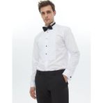 Kip Beyaz Düz Slim Fit Duble Manşet Ata Yaka Smokin Gömlek