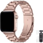 Kip GSM Apple Watch Uyumlu 38MM 40MM 41MM 42MM 44MM 45MM 49MM 1/2/3/4/5/6/se/7/8/ultra Paslanmaz Çelik Kordon Ayarlama Aparatlı - Rose Gold