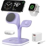 Kip GSM Magsafe Uyumlu 3in1 Kablosuz Şarj Standı|iphone Android Apple Watch Airpods Hızlı Şarj Istasyonu - Mor