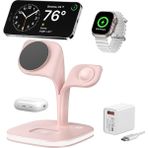 Kip GSM Magsafe Uyumlu 3in1 Kablosuz Şarj Standı|iphone Android Apple Watch Airpods Hızlı Şarj Istasyonu - Pembe