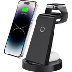 Kip GSM Magsafe Uyumlu 3’lü Kablosuz Şarj Standı iPhone Android Apple Watch Airpods Uyumlu Şarj Istasyonu - Siyah