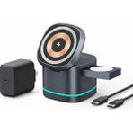 Kip GSM Magsafe Uyumlu 3’ü 1 Arada Kablosuz Şarj Istasyonu 15W Hızlı Şarj iPhone Apple Watch Airpods - Siyah