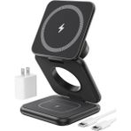 Kip GSM Magsafe Uyumlu Kablosuz Şarj Standı 15W Hızlı Şarj iPhone Android Katlanabilir Masaüstü Şarj Cihazı - Siyah