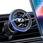 Kip GSM Magsafe Uyumlu Manyetik Araç Içi Telefon Tutucu | Havanlandırma Menfezine Takılan Manyetik Vakumlu Siyah Telefon Tutacağı | Apple iPhone ve Tüm Telefonlar Için