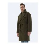 Kip Haki Oversize Fit Kruvaze Yaka Casual Dokuma Pardesü