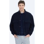 Kip Lacivert Comfort Fit Dik Yaka Casual Dokuma Mont - 3XL