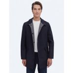 Kip Lacivert Regular Fit Dik Yaka Casual Dokuma Pardesü