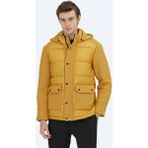 Kip Sarı Regular Fit Kapüşonlu Casual Dokuma Mont