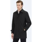 Kip Siyah Regular Fit Bebe Yaka Casual Dokuma Pardesü - XL
