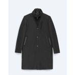 Kip Siyah Regular Fit Kruvaze Yaka Casual Dokuma Pardesü - XL