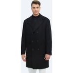 Kip Siyah Regular Fit Kruvaze Yaka Klasik Dokuma Palto %70 Polyester %25 Polyviskon %5 Elastan Erkek - 48