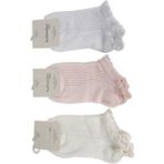Kıpırık Baby 3 Adet Kız Çocuk Desenli Fiyonk Detaylı Patik Çorap - Pembe - 3 - 4 Yaş