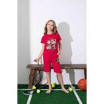 Kıpırık Baby Kız Çocuk Mini Desenli Kırmızı Şortlu Pijama Takımı - 2 - 3 Yaş