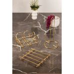 Kiraz Çiçeği Butik Gold 3 Lü Servis Sunum Seti & Havluluk & Peçetelik & Nihale Paslanmaz